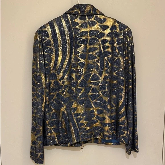 Joseph Ribkoff Gold and Navy Patterned Jacket - Picture 5 of 7